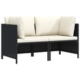 thumbnail image 1 of vidaXL 2-Seater Garden Sofa with Cushions Black Poly Rattan, 1 of 4