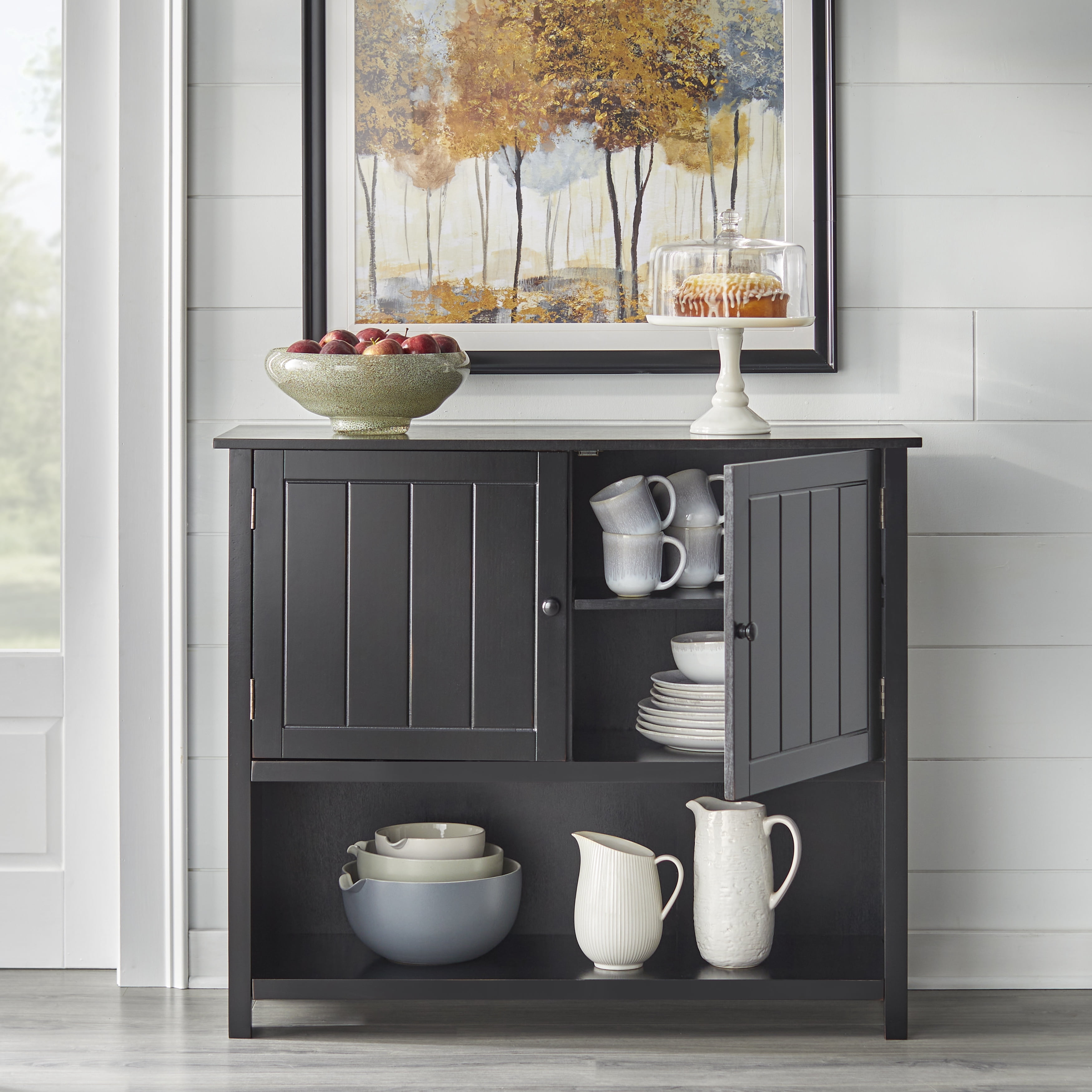 TMS Chase 42" Open Shelf Sideboard Buffet, Black