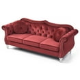 thumbnail image 4 of Velvet Sectional Sofa, Tufted Living Room Couch, Ruched Arm Style - 82" Wide, 4 of 5