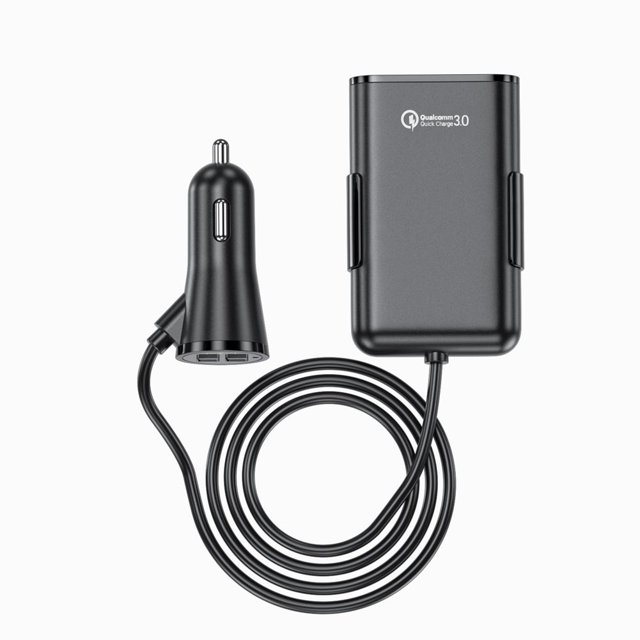 Cargador de Coche de 4 Puertos USB 40W 8A QC3.0 para Laptop Smartphone (Negro)