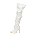 thumbnail image 6 of Slouchy Thigh High Boots for Women Sexy Leather Pointed Toe Pumps Heels Over The Knee Tall Boots with Zipper, 6 of 8