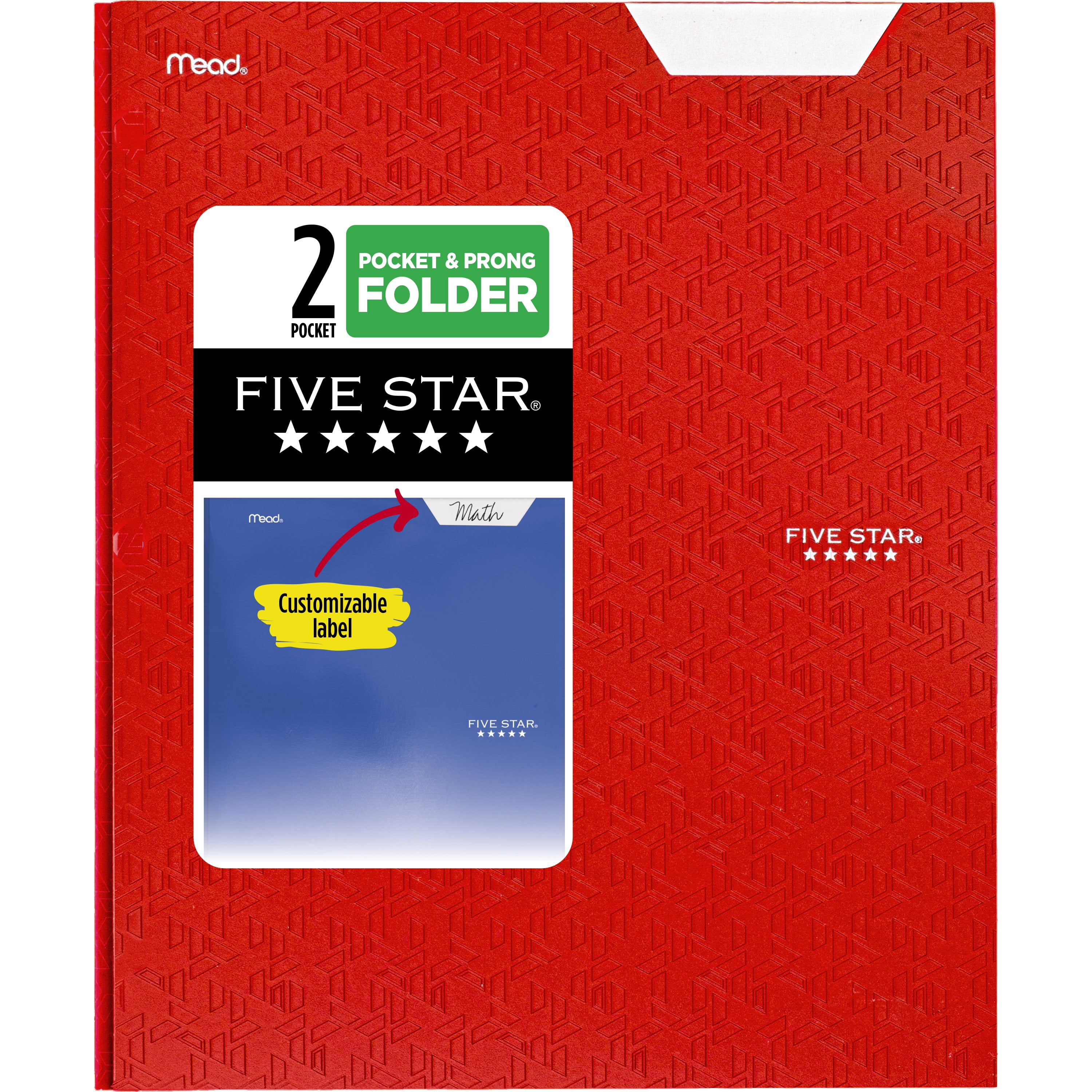(2 pack) Five Star Pocket and Prong Paper Folder, Fire Red (340020A-WMT22)