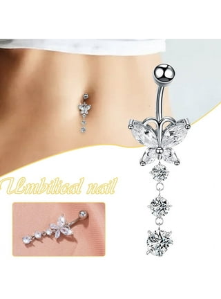 1pcs Double Butterfly Belly Ring Body Piercing Jewelry Navel Button R^y^