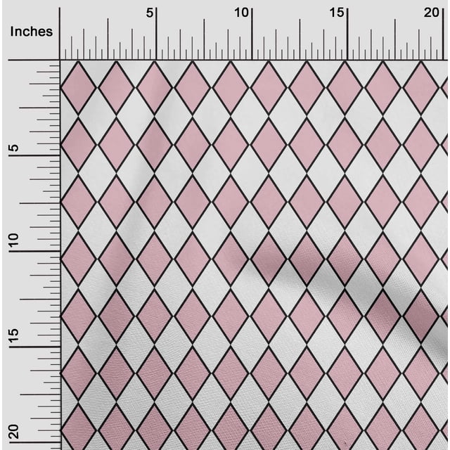oneOone Cotton Poplin Pastel Pink Fabric Argyle Check Sewing Craft Projects Fabric Prints By Yard 56 Inches Wide