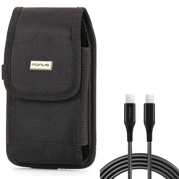 Case Belt Clip   10ft Long USB-C Cable for Motorola One 5G Ace Phone - Rugged Holster Canvas Cover and  PD Fast Charger Cord Power Wire (Type-C to Type-C) Combo for Motorola One 5G Ace