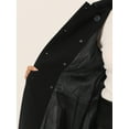 thumbnail image 5 of INSPIRE CHIC Women' Winter Overcoat Single Breasted Button Velvet Contrast Collar Pea Coat XS Black, 5 of 5