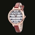 thumbnail image 2 of Fashion Women Slim PU Strap Striped Pattern Dial Watch Alloy Quartz Wristwatch (Red), 2 of 2
