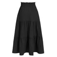 thumbnail image 5 of Wuxian Youth Girls Skirts Bohemian Solid Color High Waist Casual Ruffled Tiered Flowy Breathable Loose Fit Tunic Long Skirt Summer Comfortable A-Line Vacation Beach Dailywear,Black,4-5 Years, 5 of 8