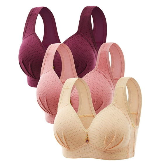 JIUKE Plus Size Bras for Women No Underwire Push up Bras Comfortable Solid Color Everyday Bras Sleep Bralettes 7 Pack