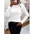 thumbnail image 2 of Women'S Winter Sweaters Trendy Knit Button Detail Raglan Sleeve Sweater Fashion Sweater White L, 2 of 8