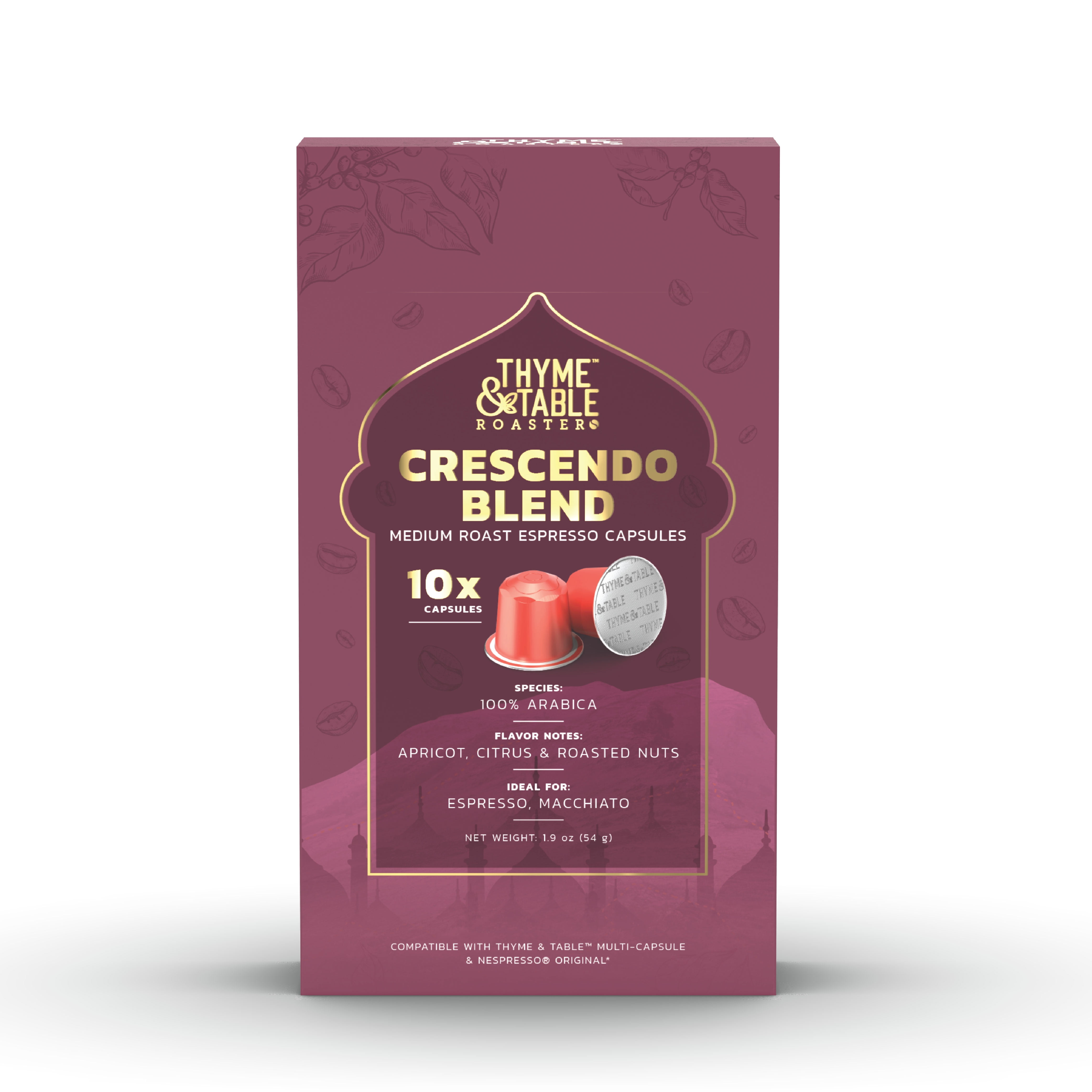 Thyme & Table 50 pack Espresso Capsules, Medium Roast, Crescendo Blend