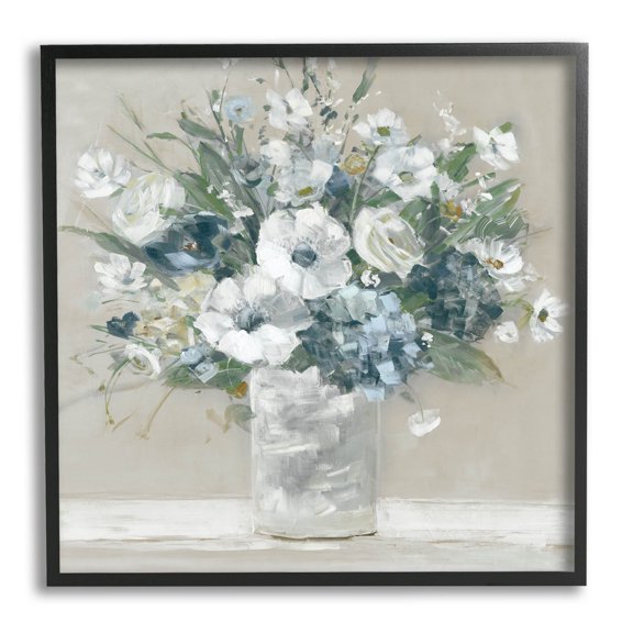 Stupell Industries Anemone Flower Arrangement Painting Black Framed Art Print Wall Art, Design by Sally Swatland
