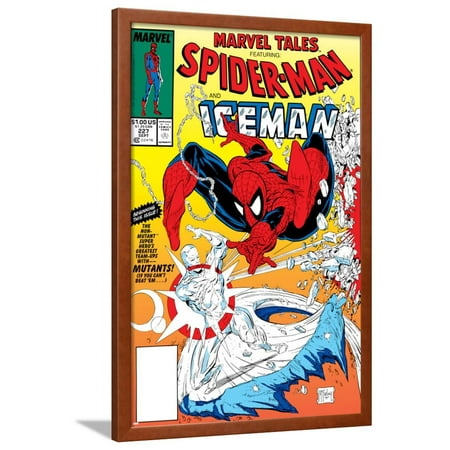 Todd Helton Framed Marvel Tales: Spider-Man No.227 Cover: Spider-Man and Iceman Fighting Framed Poster Wall Art By Todd McFarlane ()