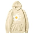thumbnail image 3 of Women's Daisies Printed Hoodies Oversized Long Sleeve Drawstring Hooded Sweatshirts Casual Fashion Sweater Tops with Pockets (L, Beige), 3 of 4