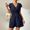 thumbnail image 3 of Women'S Summer Dressy Casual Short Sleeve Cute Rompers Flowy Dress Navy Blue S, 3 of 6