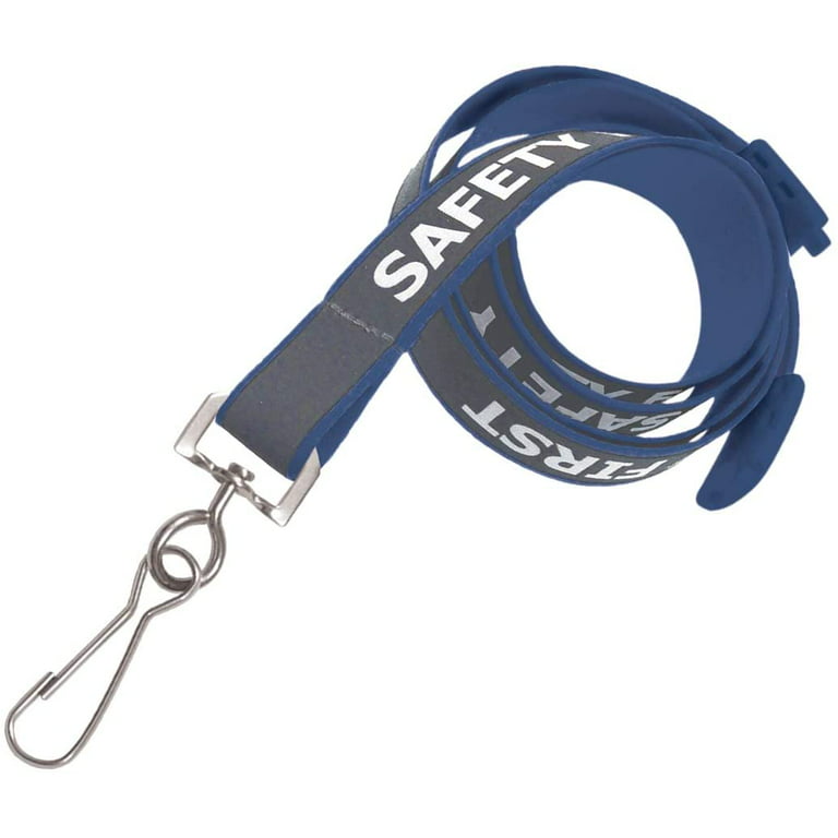 5 Pack - Heavy Duty Reflective Lanyard with Safety First Imprinted and Breakaway  Clasp by Specialist ID (Blue/Gray) 