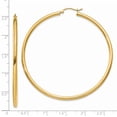 thumbnail image 3 of 14K Yellow Gold Polished 2.5mm Round Hoop Earrings, 3 of 6