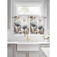 thumbnail image 2 of Half Window Curtains 24 Inches Long, Teal Tulip Window Treatment Curtain Drapes, Vintage Spring Floral Summer Botanical Brown Short Curtains Tiers for Kitchen Over Sink, 27.5"x24", 2 Panels, 2 of 7