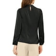 thumbnail image 3 of INSPIRE CHIC Women's Elegant Pleated Neck Long Sleeves Satin Blouse XS Black, 3 of 6