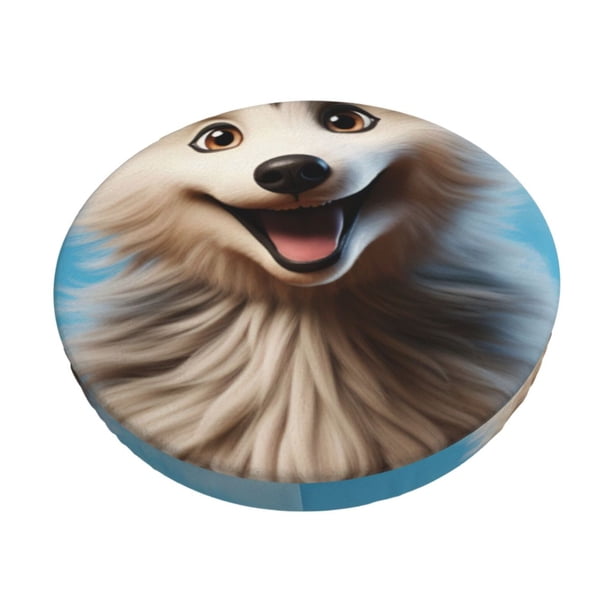 Balery Blue Sky Cute Wolf Fundas de asiento para taburete de bar redondo de tela de terciopelo ajustables que protegen de arañazos y manchas para sillas de 14 a 17 pulgadas.-13 inch