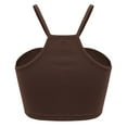 thumbnail image 3 of Women Summer Tops Women's Slim Fit Short Sleeveless Vest With Top Casual Tops for Women plus Size Sliders for Girls Cheer Workout Shirts Camisole Loose Fitting Rayon Compression Top with Coffee XL, 3 of 5
