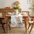 thumbnail image 3 of Easter Bunny Table Runner 72 Inches Long for Kitchen Dining, Colorful Easter Eggs Eucalyptus Leaves Weeping Dresser Scarf Farmhouse, Dining Table Decorations for Wedding/Parties, 14 x 72 In, 3 of 8