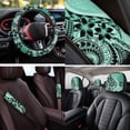 thumbnail image 4 of Binienty Polynesia Frangipani Floral Vehicle Seat Covers Full Set with Matching Steering Wheel Cover Center Console Cushion Seat Belt Covers Coasters Automotive Interior Decor Set 14 PCS, 4 of 7