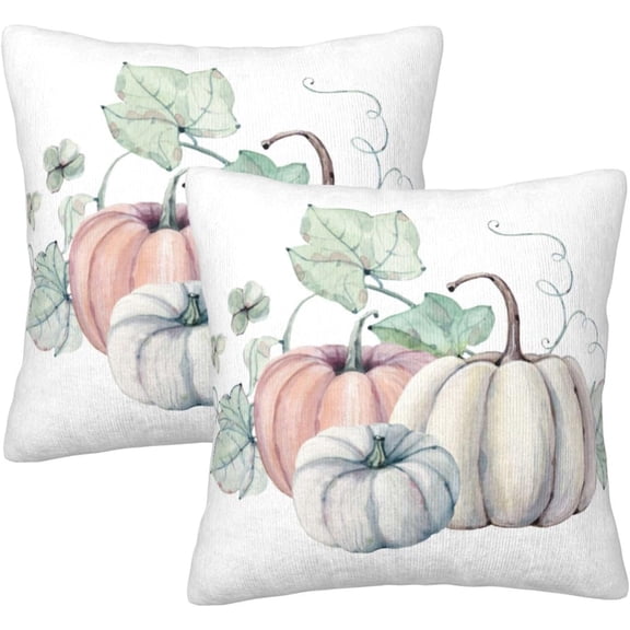 Pillow Covers Pumpkin Autumn Fall Set of 2 Pillowcases Square Cushion Cover Throw Pillows Case Decorative for Sofa Couch Home Bedroom Chair Car Indoor Outdoor 18x18 Inches