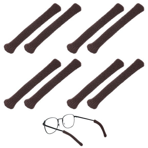 Uxcell Soft Glasses Ear Cushion [4 Pairs] - Cotton Eyeglasses Temple Tips Sleeve Anti-slip Grips - Brown