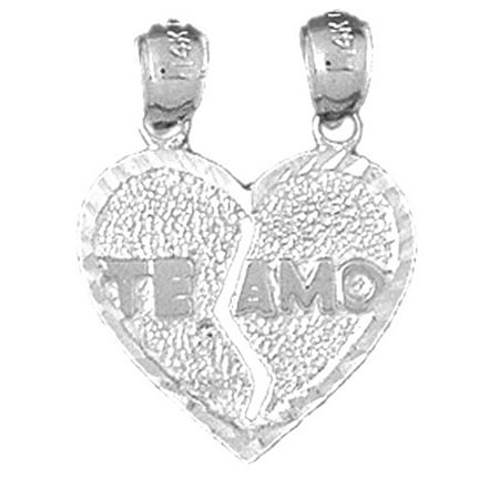18K White Gold Te Amo Pendant - 23 mm