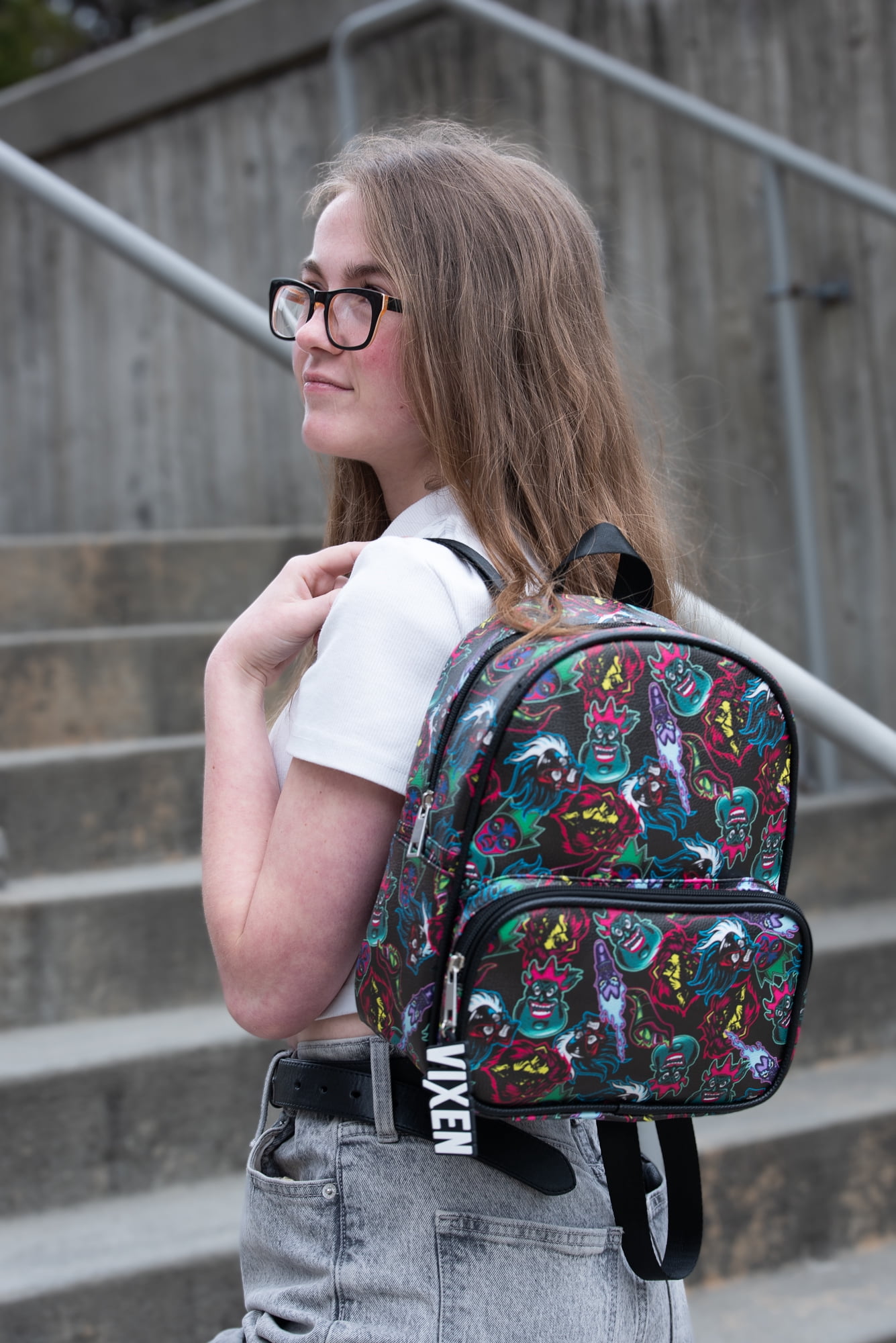 Disney Villains Vixen All Over Print Faux Leather Mini Backpack Bag Purse Disney Villains Mini Backpack with Allover Print & Molded  main image 2