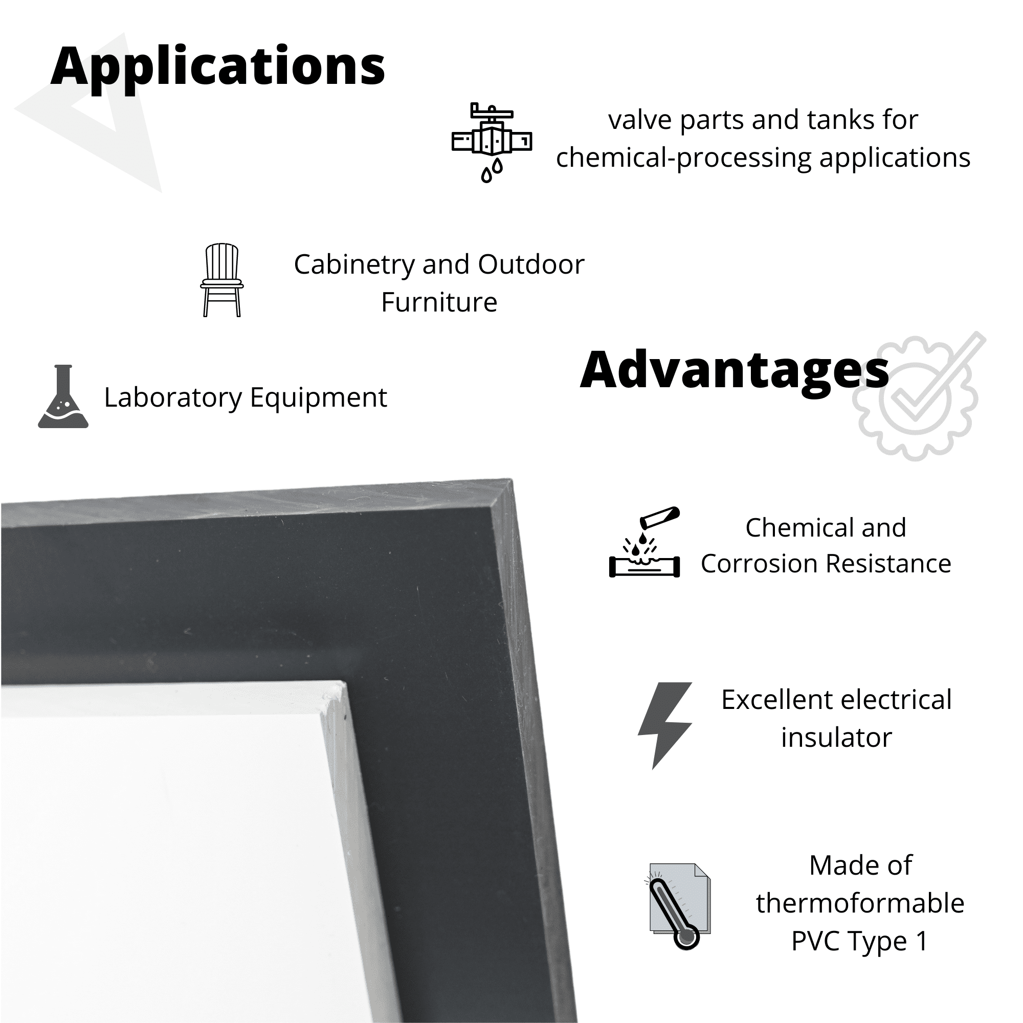 BuyPlastic Dark Gray PVC Chemical Resistant Plastic Sheet 3/32" x 12" x 24" , Polyvinyl Chloride Board