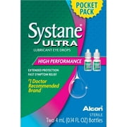 Systane Ultra Eye Dry Eye Drops for Daily Use, Two 4mL bottles, Pocket Pack