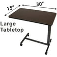 thumbnail image 5 of Carex Overbed Table with Adjustable Tray for Laptop, Portable with Wheels, For Home Use, Brown, 5 of 8