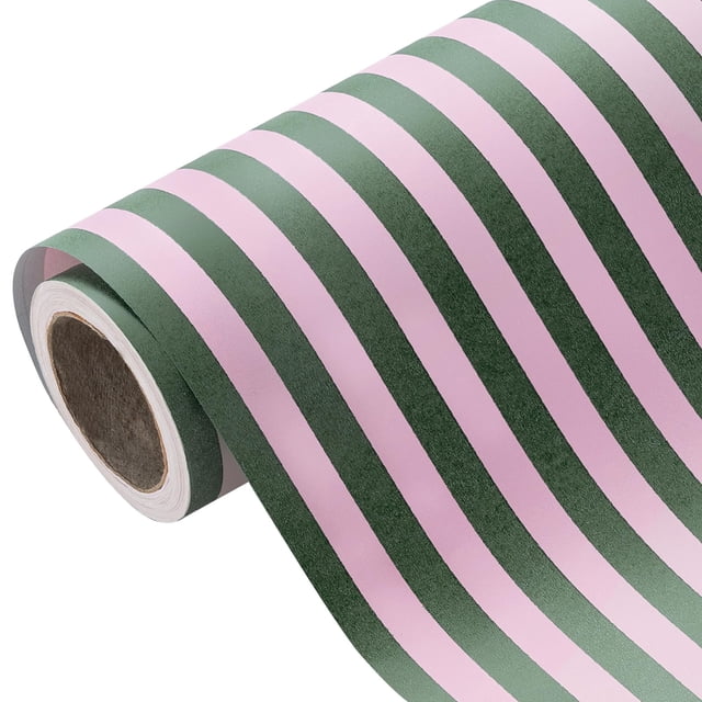 Minirollo de papel de regalo WRAPAHOLIC, 43 cm x 10 m, con rayas verdes/rosas