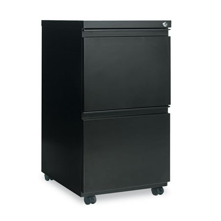 - Two-Drawer Metal Pedestal File With Full-Length Pull, 14 7/8w X 19 1/8d, Black
