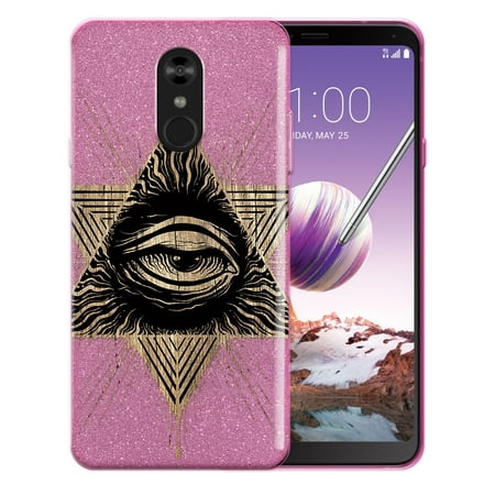 FINCIBO Pink Gradient Glitter Case, Sparkle Bling TPU Cover for LG Stylo 4 Q710, Eye Of (Best White Pc Case 2019)