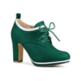 thumbnail image 1 of BLISSFUL STEP Bottines à Talon Bloc Haut à Plateforme à Bout Rond pour Femmes Vert (Taille 7,5), 1 of 6