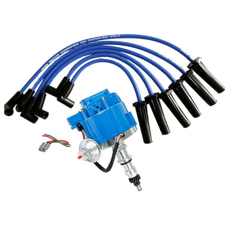 A-Team Performance HEI Distributor, Spark Plug Wires & Pigtail Ford, 240 And 300 Engines, Blue Cap F100 F150 F250