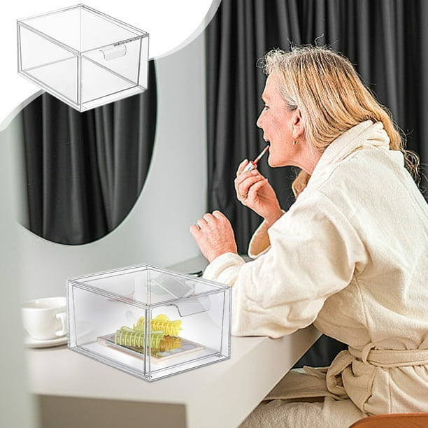 Fiudx Cajón de Almacenamiento Apilable, Organizador de Baño Transparente, Gran Capacidad, Organizador de Mascarillas de Acrílico, Diseño Compacto, Almacenamiento Multiusos para El Hogar, Fácil de Lim