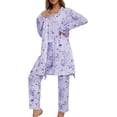 thumbnail image 6 of ZANKLEY Womens Pajamas Set 3 Piece Floral Butterfly Print Cami Top Long Pants Robe Sleepwear Loungewear Comfort, 6 of 9