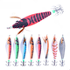 thumbnail image 1 of Cebo de pesca de camarones de madera con vientre redondo de 10 cm y 9,6 g, anzuelo de calamar de 8 colores, 1 of 3