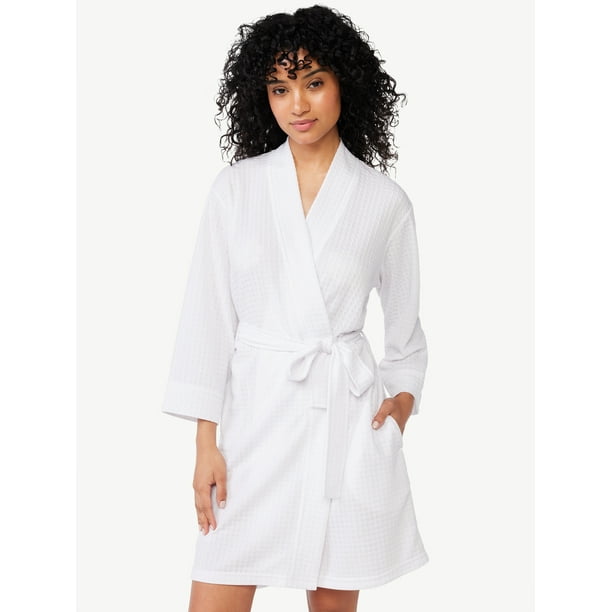 Joyspun Women's Waffle Knit Wrap Robe, Sizes S to 3XL