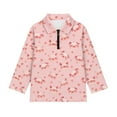 thumbnail image 4 of Psesaysky Girls Long Sleeve Shirts Pink Piglet Print Soft Fleece Jacket Fall Half Zip Pullover Kids Sweatshirts Athletic Thermal Coat for Golf Yoga 10-11 Years, 4 of 6
