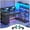 Black, variant on 47" L Shaped Desk with 5 Drawers & Hutch, Reversible Gaming Desk with LED Lights & Outlets, Computer Desk with Open Shelves & Storage Bag for CPU, Books etc for Home Office, Space Saving, Black