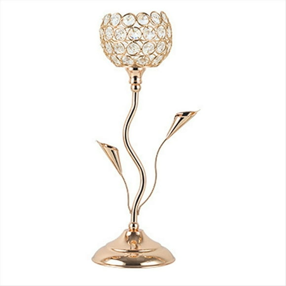 Candelabro de Cristal Dorado, Candelabro con Forma de Flor de Hierro, PequeñO Juego de Candelabros Vintage para Centro de Mesa,M