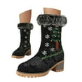 thumbnail image 5 of Christmas Women's Shoes Embroidered And Winter Warm Cotton Boots Woolen Boots Thick Heels Short Boots, 5 of 7