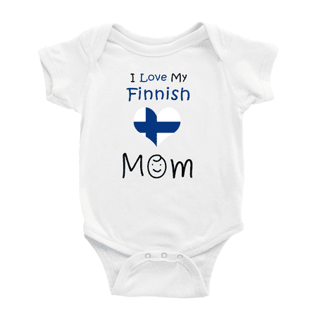 

I Love My Finnish Mom Baby Romper Bodysuit For Boy Girl (White 0-3 Months)