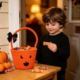 thumbnail image 5 of Halloween Candy Basket Pumpkin Woven 10.6x6.7x6.7in with Bow Handle Portable for Kids Trick or Treat Collection by OVFUIZ, 5 of 9