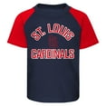 thumbnail image 2 of Toddler Navy/Heather Gray St. Louis Cardinals Two-Piece Groundout Baller Raglan T-Shirt & Shorts Set, 2 of 3